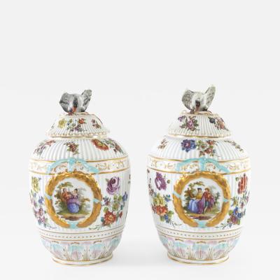19th Century German Pair Gilt Painted Urns
