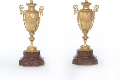 19th Century Gilt Bronze Marble Base Five Arm Candelabra