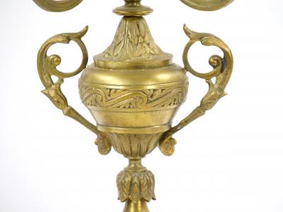 19th Century Gilt Bronze Mounted Slate rouge Marble Five Arm Candelabra