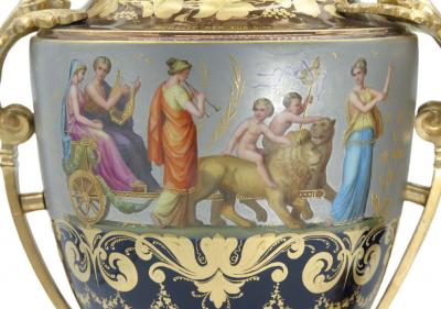 19th Century Gilt Bronze Porcelain Pair Urn