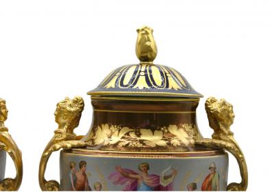 19th Century Gilt Bronze Porcelain Pair Urn
