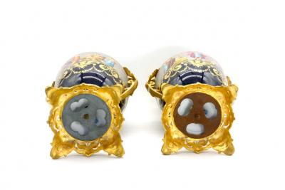 19th Century Gilt Bronze Porcelain Pair Urn