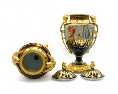19th Century Gilt Bronze Porcelain Pair Urn