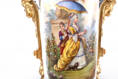 19th Century Gilt Porcelain Decorative Pair Vases