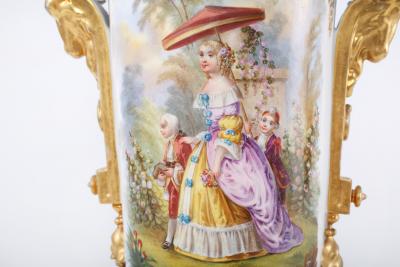 19th Century Gilt Porcelain Decorative Pair Vases