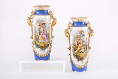 19th Century Gilt Porcelain Decorative Pair Vases