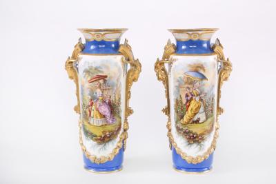 19th Century Gilt Porcelain Decorative Pair Vases