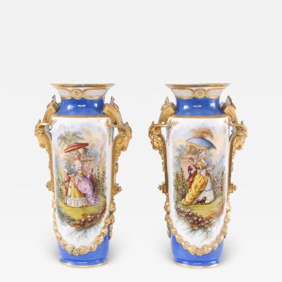 19th Century Gilt Porcelain Decorative Pair Vases