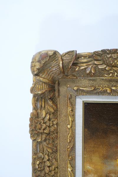 19th Century Gilt Wood Framed Oil Canvas Painting