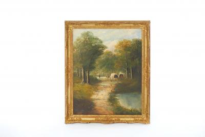 19th Century Gilt Wood Framed Oil Canvas Painting