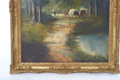 19th Century Gilt Wood Framed Oil Canvas Painting