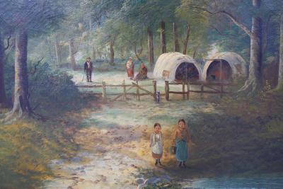 19th Century Gilt Wood Framed Oil Canvas Painting