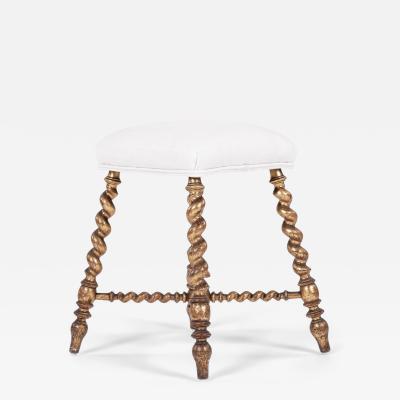 19th Century Giltwood Barley Twist Stool