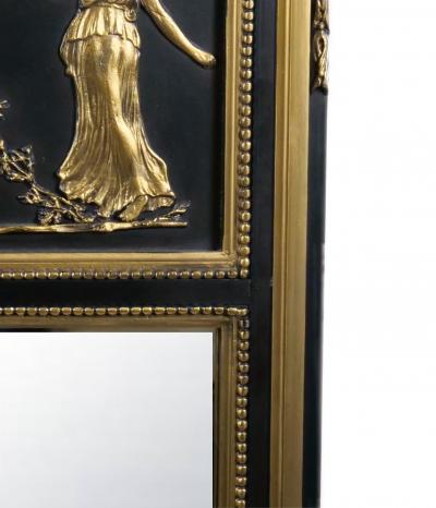 19th Century Giltwood Painted Decorated Top Trumeau Wall Mirror