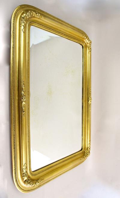 19th Century Golden Biedermeier Wall Mirror With Floral Design Austria ca 1840