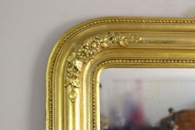 19th Century Golden Biedermeier Wall Mirror With Floral Design Austria ca 1840