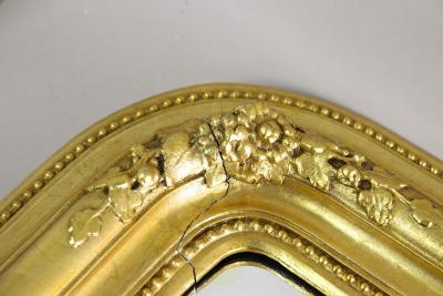 19th Century Golden Biedermeier Wall Mirror With Floral Design Austria ca 1840