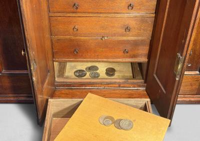 19th Century Gothic Oak Collectors Cabinet
