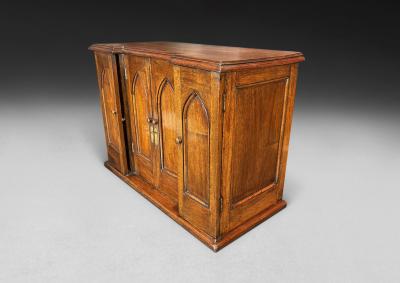 19th Century Gothic Oak Collectors Cabinet