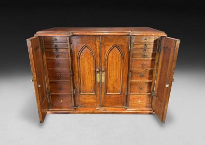 19th Century Gothic Oak Collectors Cabinet