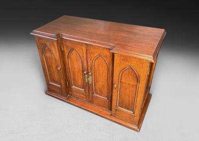 19th Century Gothic Oak Collectors Cabinet