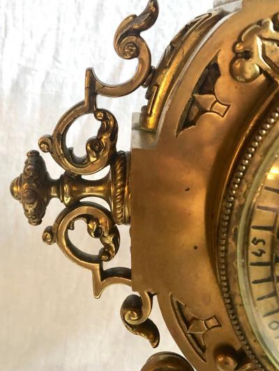 19th Century Gothic Style J E Caldwell Gilt Bronze Clock Garniture Set