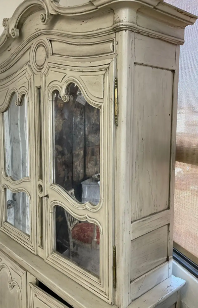 19th Century Gustavian Bookcase Cabinet Cupboard Antiqued Mirror French
