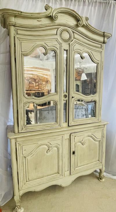 19th Century Gustavian Bookcase Cabinet Cupboard Antiqued Mirror French