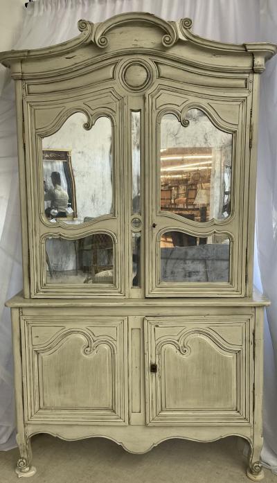 19th Century Gustavian Bookcase Cabinet Cupboard Antiqued Mirror French