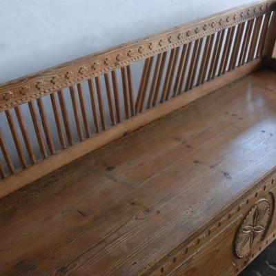 19th Century Gustavian Period Swedish Pine Bench with Storage