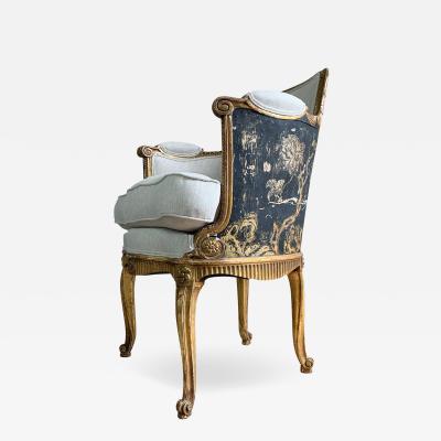19th Century Hand Painted French Chinoiserie Bergere Chair