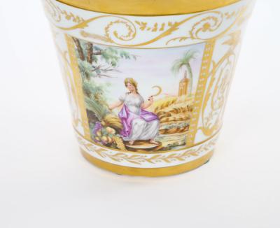 19th Century Hand Painted Paris Porcelain Cachepots with Gilt Details