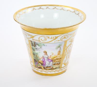 19th Century Hand Painted Paris Porcelain Cachepots with Gilt Details