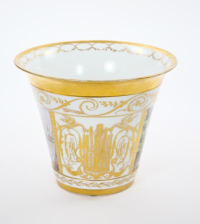 19th Century Hand Painted Paris Porcelain Cachepots with Gilt Details