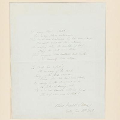 19th Century Handwritten Framed Poem