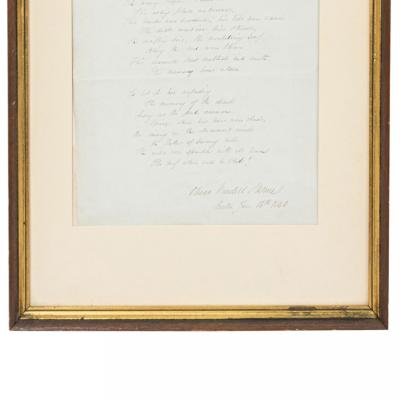 19th Century Handwritten Framed Poem