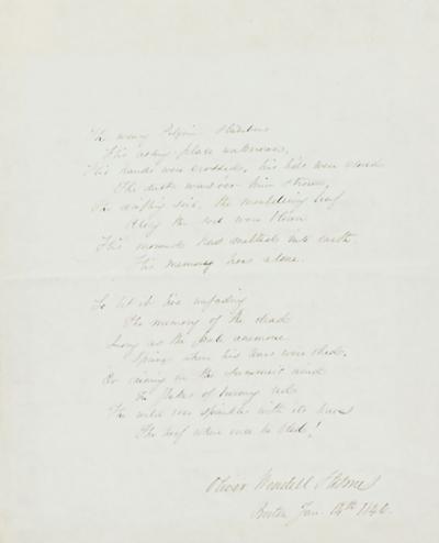 19th Century Handwritten Framed Poem
