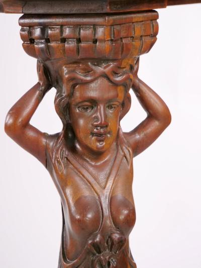 19th Century Heavily Hand Carved Inlaid Top Console Center Table