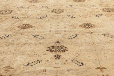 19th Century Indian Agra Beige and Brown Rug Size Adjusted 