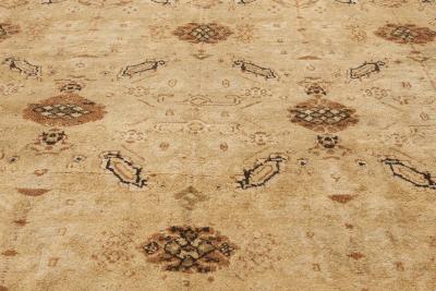 19th Century Indian Agra Beige and Brown Rug Size Adjusted 