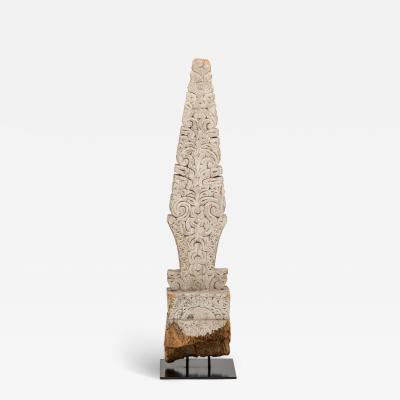 19th Century Indonesian Painted Wood Mile Marker Carving