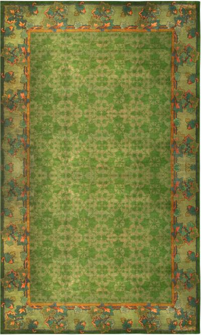 19th Century Irish Donegal Green Handmade Wool Rug