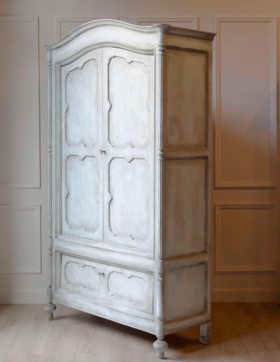 19th Century Italian Blue Painted Cherrywood Wardrobe with Original Hardware