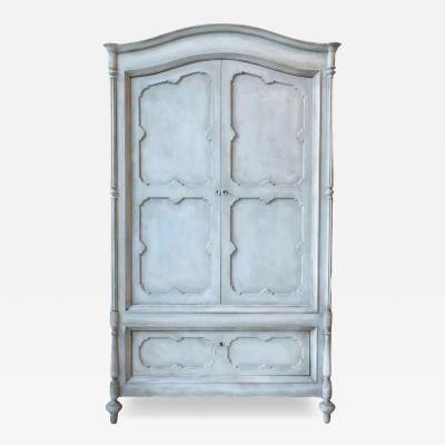 19th Century Italian Blue Painted Cherrywood Wardrobe with Original Hardware