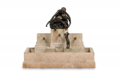 19th Century Italian Bronze and Marble Fountain