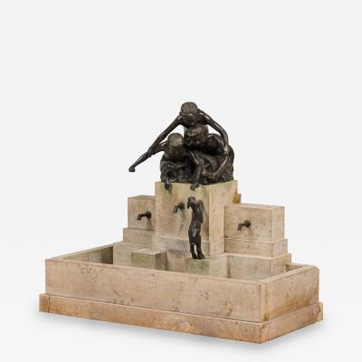 19th Century Italian Bronze and Marble Fountain