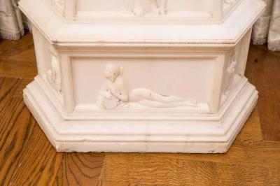 19th Century Italian Carrara Marble Pedestal Neoclassical Carvings Figural