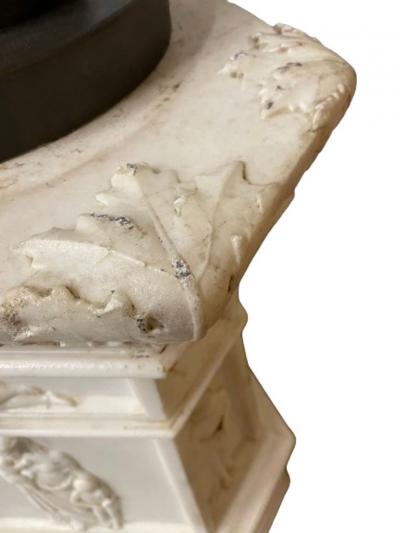 19th Century Italian Carrara Marble Pedestal Neoclassical Carvings Figural