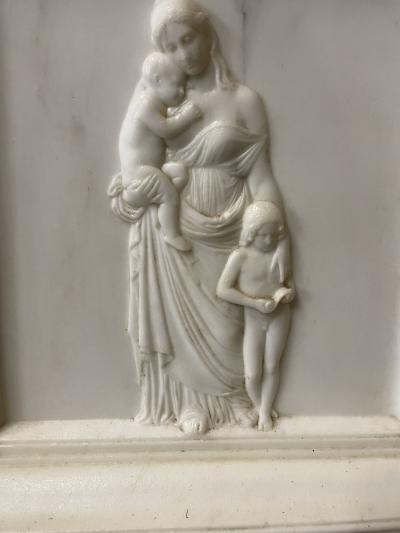 19th Century Italian Carrara Marble Pedestal Neoclassical Carvings Figural