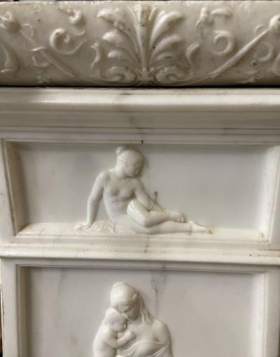 19th Century Italian Carrara Marble Pedestal Neoclassical Carvings Figural
